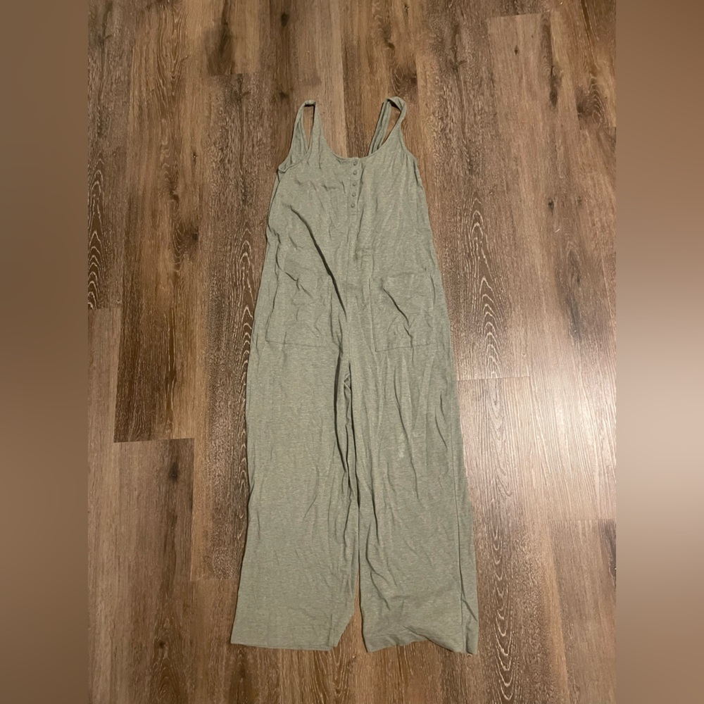 Soma cotton blend heather olive relaxed jumpsuit